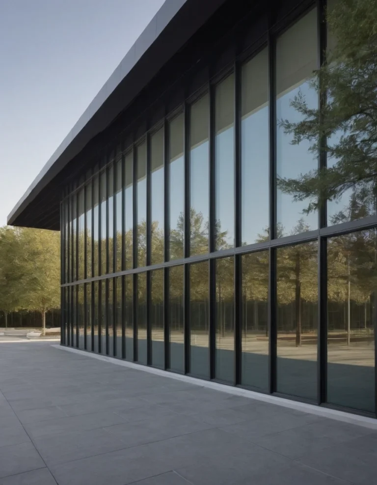 Glazed curtain wall facade
