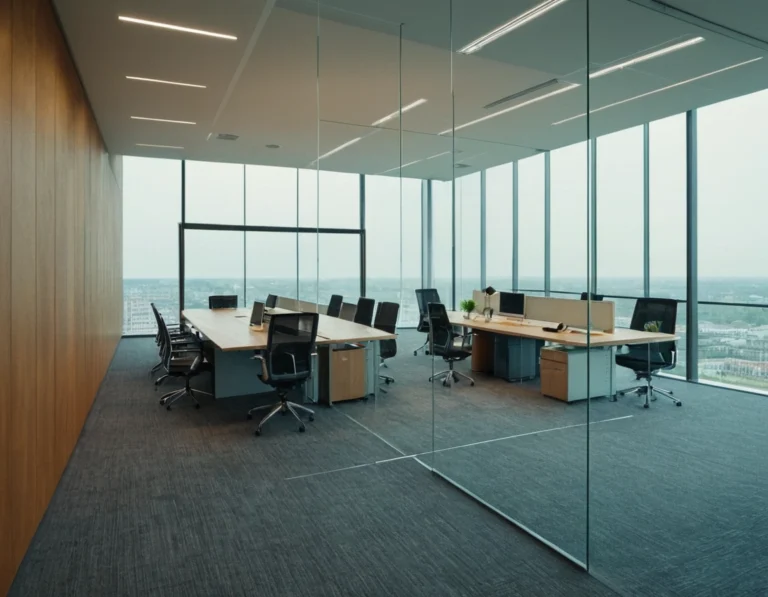 Frameless glass office partitions