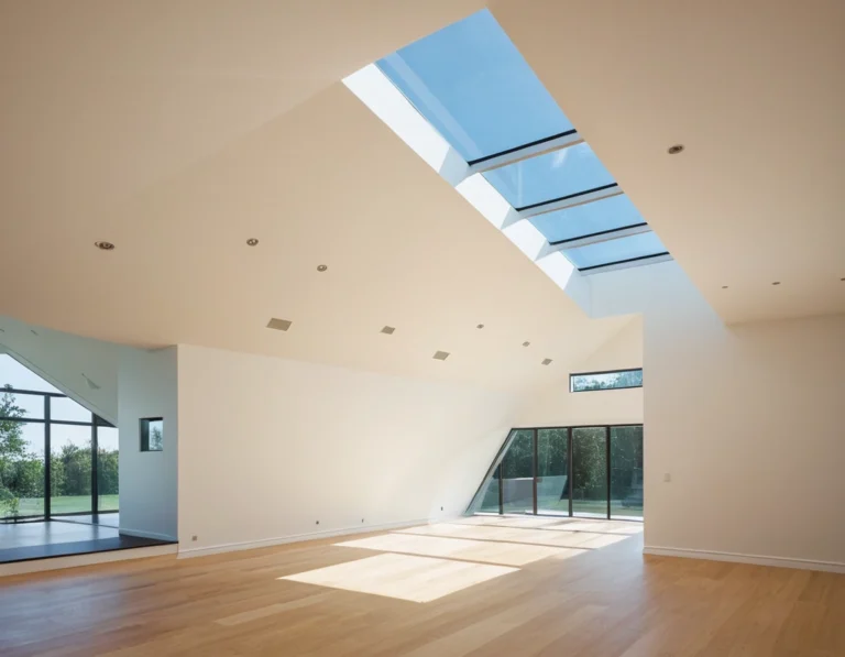 Glass skylight, villa interior