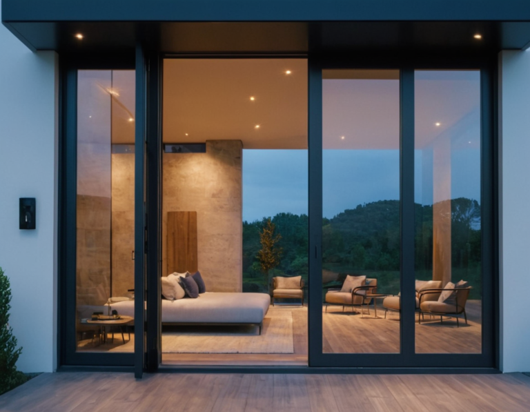Floor-to-ceiling sliding doors, lounge