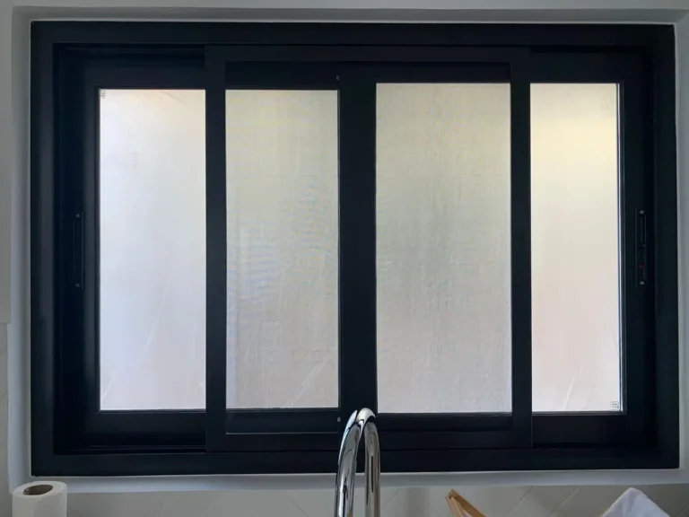 Frosted glass sliding panels
